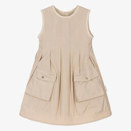 Moncler Enfant-فستان لون بيج مع حزام | Childrensalon