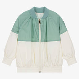 Moncler Enfant-Girls Green & Ivory Aine Jacket | Childrensalon