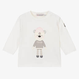 Moncler Enfant-Girls Ivory Cotton Bear Top | Childrensalon