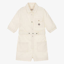 Moncler Enfant-Girls Ivory Cotton Playsuit | Childrensalon