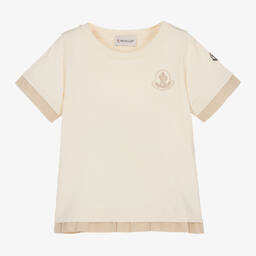 Moncler Enfant-تيشيرت قطن لون عاجي للبنات | Childrensalon