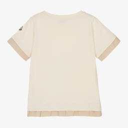 Moncler Enfant-تيشيرت قطن لون عاجي للبنات | Childrensalon