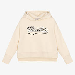 Moncler Enfant-توب فارسيتي هودي قطن لون عاجي للبنات | Childrensalon