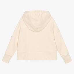 Moncler Enfant-توب فارسيتي هودي قطن لون عاجي للبنات | Childrensalon