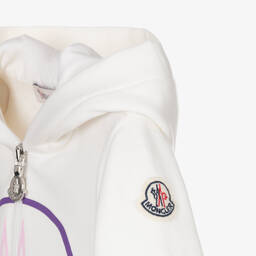Moncler Enfant-Girls Ivory Cotton Zip-Up Hoodie | Childrensalon
