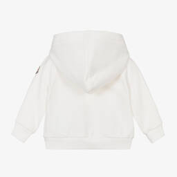 Moncler Enfant-Girls Ivory Cotton Zip-Up Hoodie | Childrensalon