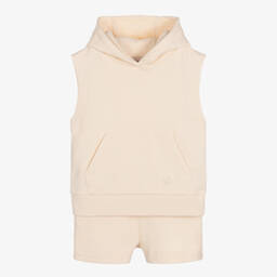 Moncler Enfant-Girls Ivory Hoodie & Shorts Set | Childrensalon