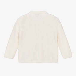 Moncler Enfant-كارديغان مبطن مزيج صوف محبوك لون عاجي للبنات | Childrensalon