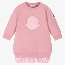 Moncler Enfant-فستان سويتشيرت أطفال بناتي قطن جيرسي لون زهري | Childrensalon