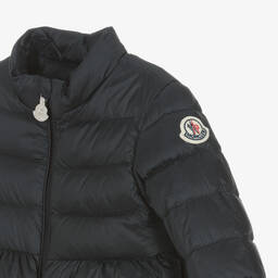 Moncler Enfant-جاكيت بافر أطفال بناتي لون كحلي مبطن بريش | Childrensalon