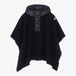 Moncler Enfant-Girls Navy Blue Wool & Down Cape | Childrensalon