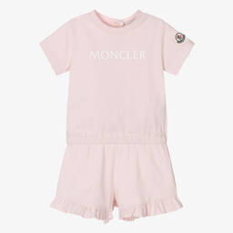 Moncler Enfant-بلاي سوت أطفال بناتي قطن جيرسي لون زهري فاتح | Childrensalon