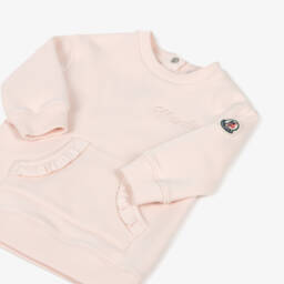 Moncler Enfant-Girls Pale Pink Cotton Sweatshirt Dress | Childrensalon