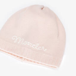 Moncler Enfant-Шапка бини розовая из шерсти и кашемира для девочек | Childrensalon