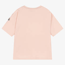 Moncler Enfant-Girls Pink Cotton Logo T-Shirt | Childrensalon