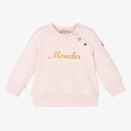 Moncler Enfant-سويتشيرت قطن لون زهري للبنات | Childrensalon