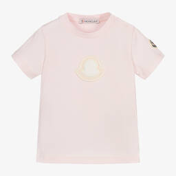 Moncler Enfant-تيشيرت أطفال بناتي قطن جيرسي لون زهري فاتح | Childrensalon