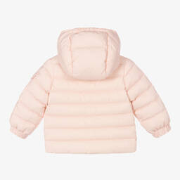 Moncler Enfant-جاكيت بافر هودي لون زهري مبطن بريش أطفال بناتي | Childrensalon