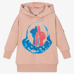 Moncler Enfant-Girls Pink Logo Hoodie Dress | Childrensalon