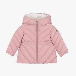 Moncler Enfant-Girls Pink Sanaa Hooded Down Coat | Childrensalon