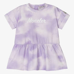 Moncler Enfant-Girls Purple Tie-Dye Cotton Dress | Childrensalon