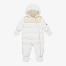 Moncler Enfant-أفرول شتوي أطفال رضع مبطن بريش لون عاجي | Childrensalon