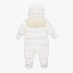 Moncler Enfant-أفرول شتوي أطفال رضع مبطن بريش لون عاجي | Childrensalon