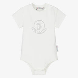 Moncler Enfant-Ivory Embroidered Cotton Bodyvest  | Childrensalon