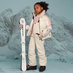Moncler Enfant-سالوبيت تزلج مبطن لون عاجي | Childrensalon