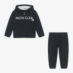 Moncler Enfant-بدلة رياضية بغطاء رأس قطن لون كحلي | Childrensalon