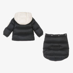 Moncler Enfant-Navy Blue Down Padded Baby Ueno Snowbag | Childrensalon