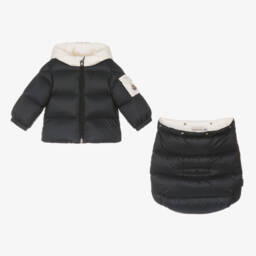 Moncler Enfant-Navy Blue Down Padded Baby Ueno Snowbag | Childrensalon