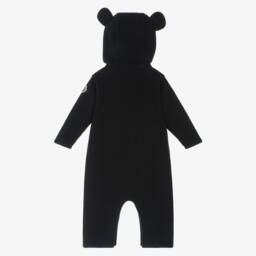 Moncler Enfant-Navy Blue Polar Fleece Embroidered Logo Pramsuit | Childrensalon