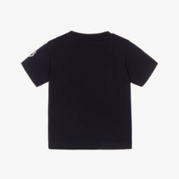 Moncler Enfant-Navy Blue Skiing Bear Cotton T-Shirt | Childrensalon