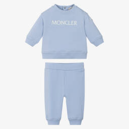 Moncler Enfant-Pale Blue Logo Embroidered Baby Tracksuit | Childrensalon