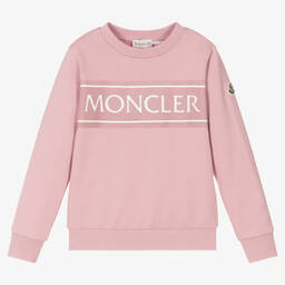 Moncler Enfant-سويتشيرت قطن جيرسي لون زهري للبنات | Childrensalon