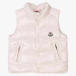 Moncler Enfant-Pink Down Padded Bernard Puffer Gilet | Childrensalon