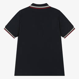 Moncler Enfant-توب بولو قطن بيكيه لون كحلي للمراهقين | Childrensalon