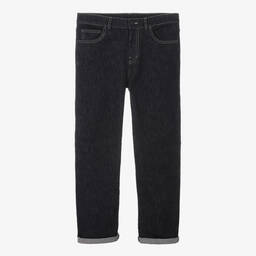 Moncler Enfant-جينز تينز ولادي قطن دنيم مطرز لون أزرق داكن | Childrensalon