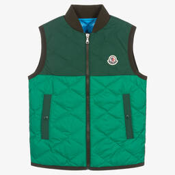 Moncler Enfant-Teen Boys Green Bokai Down Padded Gilet | Childrensalon