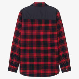 Moncler Enfant-Teen Boys Red & Blue Cotton Check Shirt | Childrensalon
