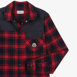 Moncler Enfant-Teen Boys Red & Blue Cotton Check Shirt | Childrensalon