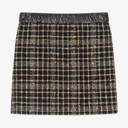 Moncler Enfant-Teen Girls Black & Beige Tweed Skirt | Childrensalon