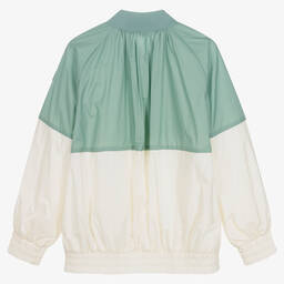 Moncler Enfant-Teen Girls Green & Ivory Aine Jacket | Childrensalon