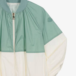 Moncler Enfant-Teen Girls Green & Ivory Aine Jacket | Childrensalon