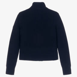 Moncler Enfant-توب بسحّاب تينز بناتي صوف بكر محبوك لون كحلي | Childrensalon