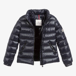 Moncler Enfant-جاكيت بافر هودي مبطن لون كحلي تينز بناتي | Childrensalon