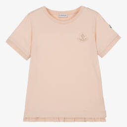 Moncler Enfant-Teen Girls Pale Pink Cotton T-Shirt | Childrensalon