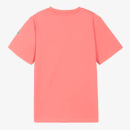 Moncler Enfant-Teen Girls Pink Logo Print Cotton T-Shirt | Childrensalon