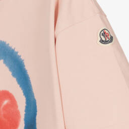Moncler Enfant-Teen Girls Pink Watercolour Logo Cotton T-Shirt | Childrensalon